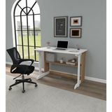 İboda Home Collection Optiwork Raflı Geniş Çalışma Masası 100X56 cm - Atlantik Çam - Beyaz - 100x56x75 cm