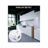 İBR OTO AKSESUAR Parlak Beyaz Yapışkanlı Mutfak Dolap ve Mobilya Kaplama Folyosu 52cm x 10metre