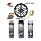 İBTAŞ MOTİP Mat Siyah Jant Boyama Rötuş Seti Akrilik Sprey Boya + Vernik + Astar 500 ML