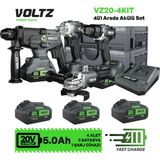İbtaş Voltz - 20 Volt 5 Amper - Akülü 4 Lü Set - Darbeli Matkap - Somun Sökme - Kırıcı Delici - Avuç Taşlama - (VZ20-4KIT)