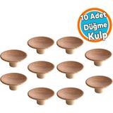 Iç Bükey Kulp Açık Ceviz Renk Mobilya Mutfak Dolap Dolabı Çekmece Kulpu Kulbu Tek Vidalı Plastik 10 Adet