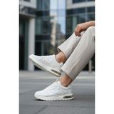 Iç Dış Hakiki Deri Kalın Taban Erkek Sneaker - Beyaz