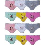 Iç Giyim 12LI Kız Çocuk Baskılı Renkli Külot Likralı Slip - Pembe - 8 Yaş