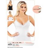 Iç Giyim Pamuklu Kumaş Ayarlanabilir Askılı Dantelli Atlet - Siyah - XL