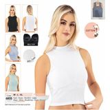 Iç Giyim Pamuklu Kumaş Kolsuz Kaşkorse Crop Atlet - Mavi - Gri
