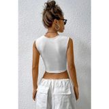 İç Giysim Kadın Beyaz Kare Yaka Kalınlaşan Omuz Detaylı Crop Top Bluz