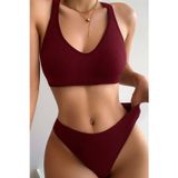 İç Giysim Kadın Bordo Desteksiz Seamless Tangalı İç Çamaşır Takımı