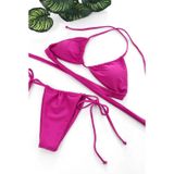 İç Giysim Kadın Fuşya Yandan Bağlamalı Tangalı Üçgen Bikini Mayo Takımı