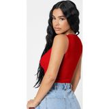 İç Giysim Kadın Kırmızı Kare Yaka Crop Top Bluz