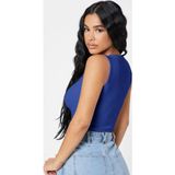 İç Giysim Kadın Lacivert Kare Yaka Crop Top Bluz