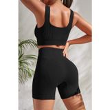 İç Giysim Kadın Siyah Kalın Askılı Yüksek Bel Şortlu Gecelik Takımı