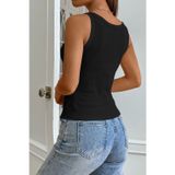 İç Giysim Kadın Siyah Kolsuz Kalın Askılı Uzun Crop Top Bluz & Atlet