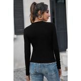 İç Giysim Kadın Siyah Uzun Kollu Fit Basic Crop Top Bluz