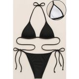 İç Giysim Kadın Siyah Yandan ve Boyundan Bağlamalı Bikini Mayo Takımı