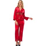 İç Giysim Kırmızı Saten Pijama Takımı - 1601