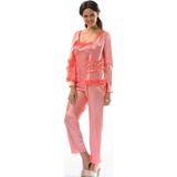 İç Giysim Nar Çiçeği Saten Pijama Takımı - 1413