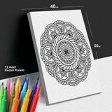 Iç Huzur 40X50 Mandala Tuval Boyama Seti - 12'li Keçeli Kalem Ile Birlikte -