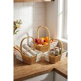 Iç Içe Geçebilen 3'lü Çift Renkli Dikdörtgen Hasır Görünümlü Plastik Rattan Sepet Seti, Kalp Saplı Çok Amaçlı Organizer, 20X13X7 Cm, 23X16X8 Cm, 26X19 - 001 - Beyaz - 0,5 ml