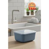Iç Içe Geçmeli Snaplid Dikdörtgen Saklama Kabı (600 - 1100 - 1800 Ml) (Üçlü Set)