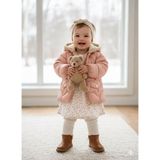 Iç Kısmı Peluş Pudra Düz Renk Şişme Kız Bebek Mont - Pembe - 12 - 18 Ay