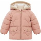 Iç Kısmı Peluş Pudra Düz Renk Şişme Kız Bebek Mont - Pembe - 9 - 12 Ay