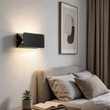 İç mekan modern LED duvar lambası 270° döndürülebilir akrilik alüminyum duvar aydınlatması minimalist dikdörtgen duvar lambası baş ucu okuma dekorasyonu yatak odası koridor oturma odası (31 cm, siyah