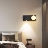 İç mekan okuma LED duvar aydınlatması, çift şalterli, duvar lambası, küresel cam abajur, USB şarj bağlantısı, alüminyum demir, yatak odası için (sıcak ışık, siyah sol)