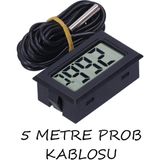Iç Veya Dış Sıcaklık Ölçer Ev ve Bebek Odası Termometre - 5 Metre Problu