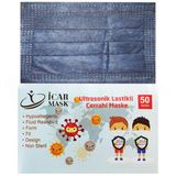İcar Mask 3 Katlı Full Ultrasonik 10'lu Paketlenmiş Benetton Mavi Çocuk Cerrahi Maske Telli 50'li