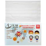 İcar Mask 3 Katlı Full Ultrasonik 10'lu Paketlenmiş Beyaz Çocuk Cerrahi Maske Telli 50'li
