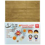İcar Mask 3 Katlı Full Ultrasonik 10'lu Paketlenmiş Kahverengi Çocuk Cerrahi Maske Telli 50'li