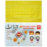 İcar Mask 3 Katlı Full Ultrasonik 10'lu Paketlenmiş Sarı Çocuk Cerrahi Maske Telli 50'li