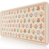 iCasso Büyük Mouse Pad, Çiçekli Masa Örtüsü, Kaymaz Masa Örtüsü, Masaüstü için Bilgisayar Paspasları, Oyun Mouse Pad 40 x 90 cm, Ofis Ev Okulu için Rahat Likra Yüzey Klavye Pedi (Bej)