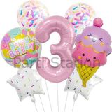 Ice Cream Dondurma 3 Yaş Balon Set Şeker Dondurma Candy Balon Ice Cream Konsept Doğum Günü Balon Set
