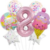 Ice Cream Dondurma 8 Yaş Balon Set Şeker Dondurma Candy Balon Ice Cream Konsept Doğum Günü Balon Set
