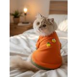 Ice Cream & Pineapple Turuncu Haki Kedi Polar Sweatshirt – Sıcak Tutan Yumuşak Kedi Kıyafeti