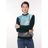Ice Play Bisiklet Yaka Normal Desenli Beyaz - Mavi Erkek Kazak 23IU1M0A0069013_MAGLIA Gırocollo - XL