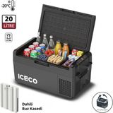 Iceco MCD20B 12/24VOLT 20 Litre Kompresörlü Oto Buzdolabı/dondurucu + Buz Kaseti - 20 lt - Siyah