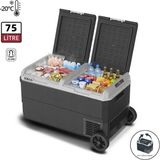 Iceco MCD75D 12/24V 75 Litre Kompresörlü Çift Bölmeli Tekerlekli Outdoor Oto Buzdolabı/Dondurucu - 75 lt - Siyah