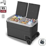 Iceco MCD95D 12/24V 95 Litre Kompresörlü Çift Bölmeli Tekerlekli Outdoor Oto Buzdolabı/Dondurucu - 95 lt - Siyah