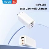 Ice²cube 65W Gan Hızlı Seyahat Şarj Adaptörü, Pd 3.0 & Qc 4.0, Beyaz - Standart - Çok Renkli
