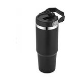 Iceflow flip straw tumbler pipetli termos çift katmanlı paslanmaz çelik 0.89l - Asfalt Siyahı - 890 ml