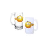 İçen Emoji Kulplu Bira Bardağı Buzlu veya Şeffaf Seçenekli 0104
