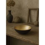 İçi Altın Renginde Dışı Antik Görünümlü Pirinç Dekoratif Obje Siyah-Gold 20x9 cm