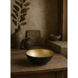 İçi Altın Renginde Dışı Antik Görünümlü Pirinç Dekoratif Obje Siyah-Gold 30x12 cm