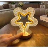 İçi Boş Yıldız Kristal Led Masa Lambası Dokunmatik 3 Renk Şarjlı Dekoratif Gece Lambası
