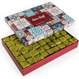 İçi Dışı Antep Fıstıklı Çikolatalı Bohça Lokum (Motif Desenli Kutu)