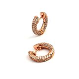 İci Dışı Zirkon Taş İslemeli İtalyan Tasarımı Gümüş Rose Halka Küpe 1cm