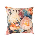 İçi Dolu Krep Örgü Üzerine Dijital Baskılı Kırlent 45x43 cm | Pembe Ağırlıklı Çiçekli Dekoratif Yastık