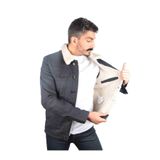 İçi Kürklü Kışlık Erkek Kot Ceket 523 (Koyu Gri, M)